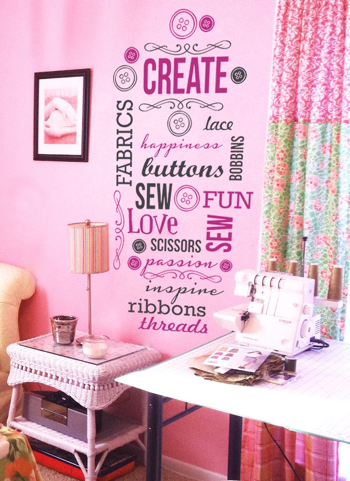 2Color CREATE Sewing Crafts Saying Vinyl Wall Decals Stickers Art