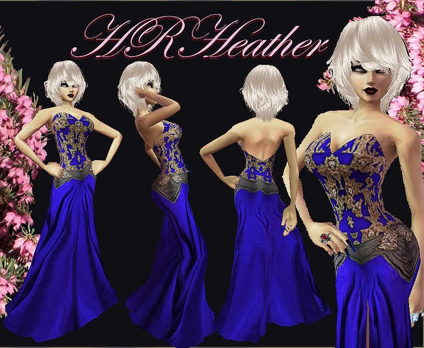 HRHeather’s luxurious feeling Surion Kingdom Royal blue formal gown with superior gold beaded work on the bodice and silver satin sash. Any Queen, Vampire, Empress or Royal would adore to wear such an inspired gown. This is simply a superb vintage couture fashion piece - a MUST HAVE for any Queen, Princess, Empress, or supremely wealthy Goth; but it was specifically made for the Surion Kingdom’s Queen, and my friend, Nariel.