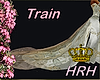 HRH full cathedral length satin and lace butterfly train that matches the rest of this Royal butterfly set.