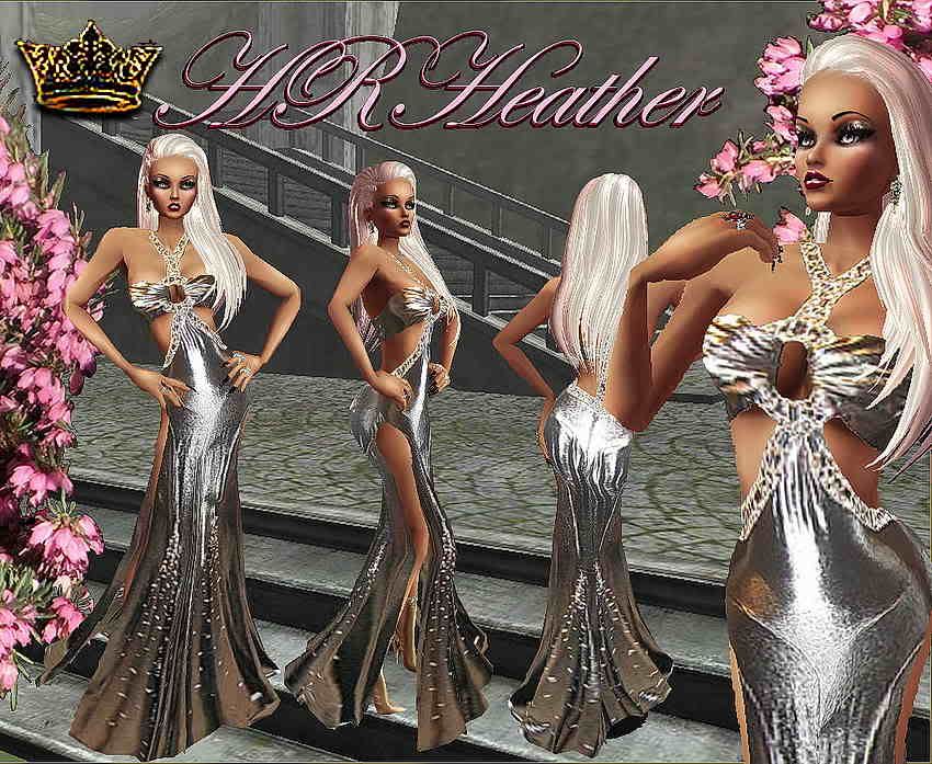HRHeathers luxurious feeling metallic blue pageant and extravagant evening dress that shows a lot of leg and as much of everything else while still being legally GENERAL audience.