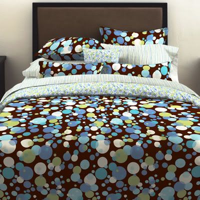 Teal  Brown Bedding on Perry Ellis Happy Bubbles Comforter