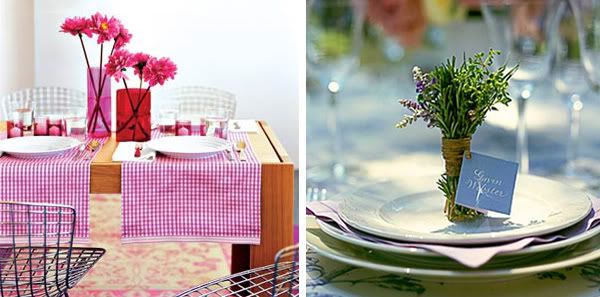 left bright pink table setting on Better Homes and Gardens