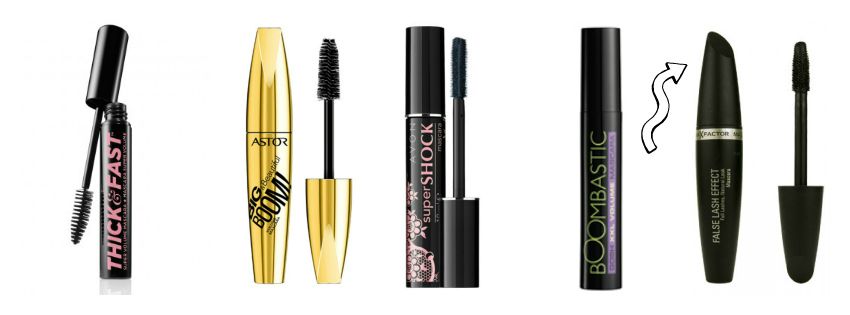 top mascaras, best 5 mascaras uk, thick and fast soap and glory, astor big and beautiful book, avon super shock mascara, boomtastic gosh, false lash effect maxfactor 5