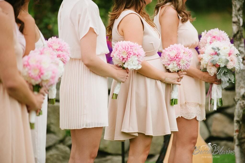Vintage Rustic Wedding - ceremony, flowers, bridesmaids, dresses, pink, blush, aisle