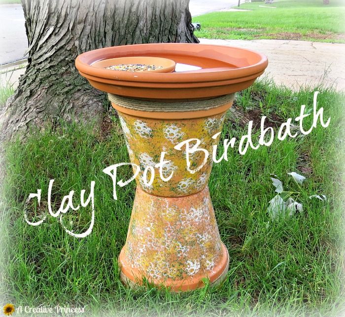 http://acreativeprincess.blogspot.com/2014/06/clay-pot-birdbath.html