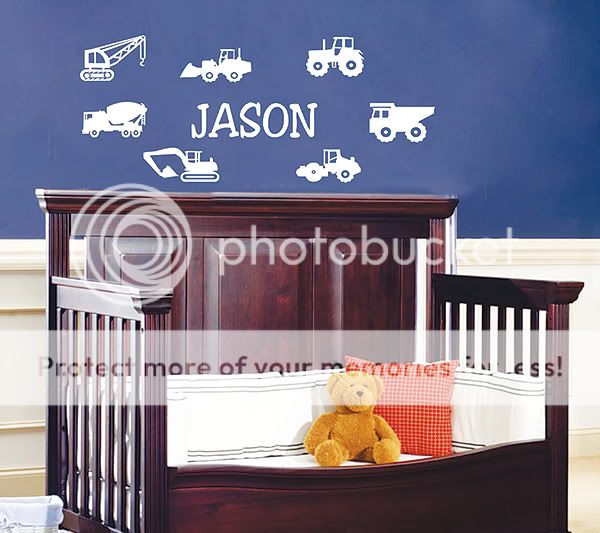 Construction Cars Custom Name Vinyl Wall Decal Art #038  