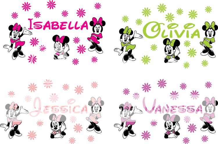 Name MINNIE MOUSE Vinyl Wall Decals Stickers Art #026  