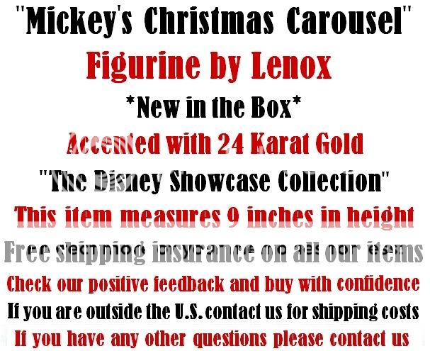 Lenox 2011 Mickeys Christmas Carousel Figurine *New in Box*  