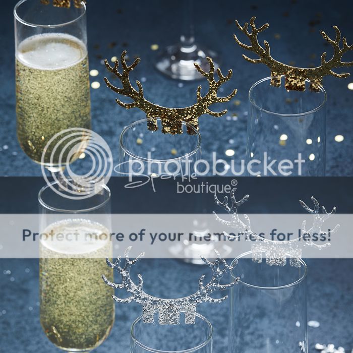 Glitter Antler Glass Decorations X10 Luxury Christmas Dinner