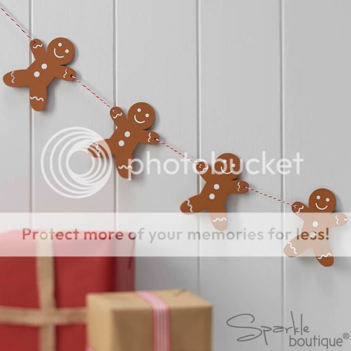 Gingerbread Man Red Personalised Christmas Decoration Bunting Banner Garland