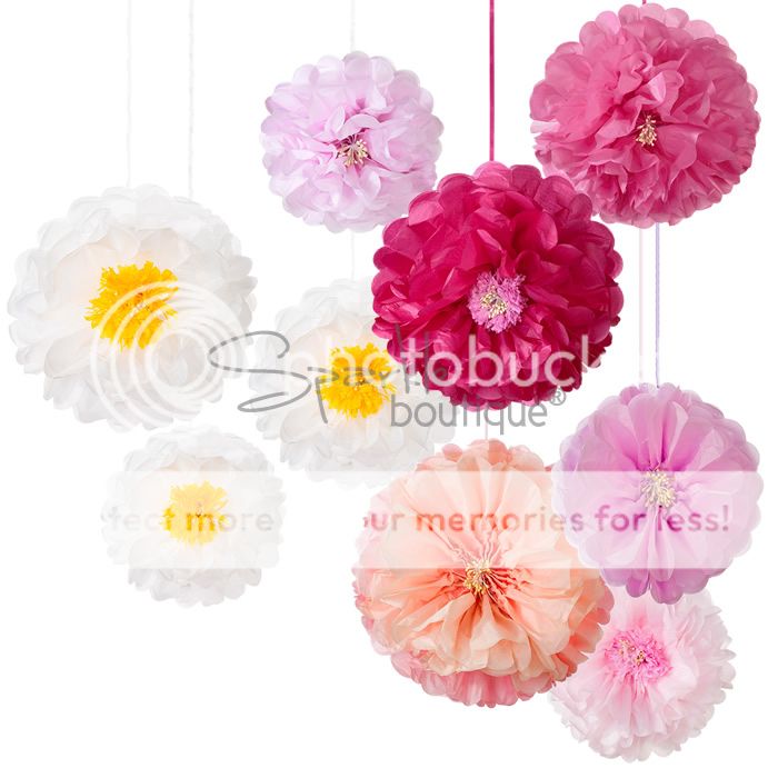 Flower Pom Poms Luxury Floral Tissue Hanging Decorations For