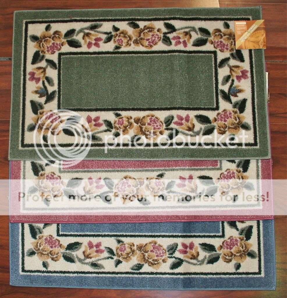 2x3 Kitchen Rug Mat Blue Washable Mats Rugs Flower Flowers Floral Pink
