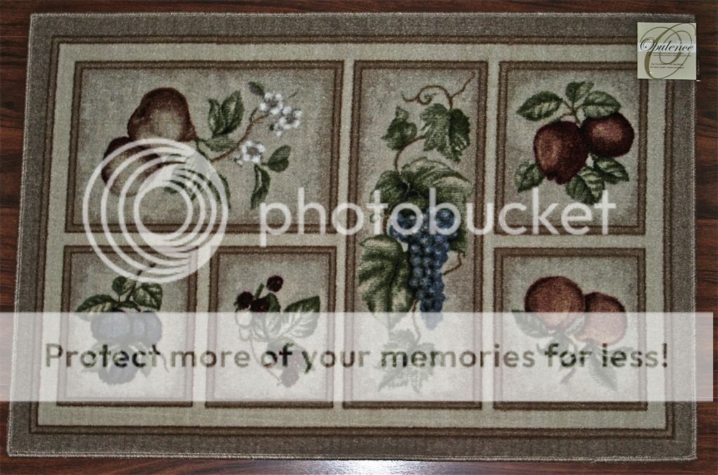 2x8 Kitchen Runner Mat Rug Beige Washable Rugs Fruit Grapes Pears Apples Peach
